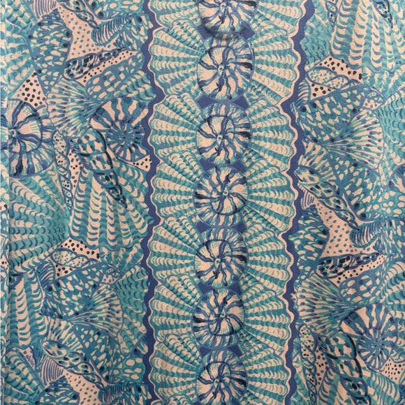 Lilly Pulitzer Turquoise & White Patterned “Chilly Lilly” maxi dress size XL EUC - Picture 3 of 4